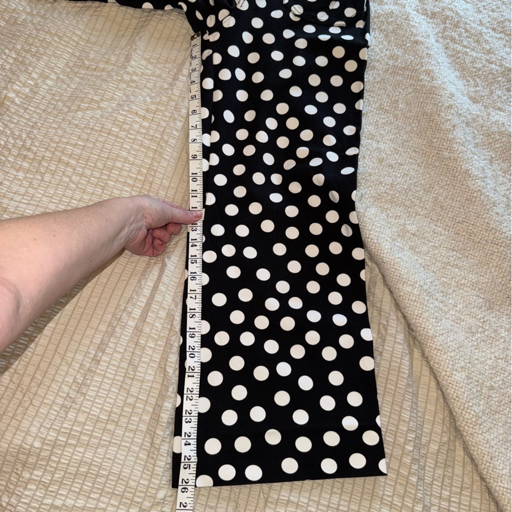 SOLD!! 🛑 Maeve Bold Black White Polka Dot Cropped Collette Pants 25 - Picture 2 of 7